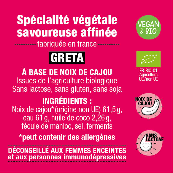 Casse Noisettes Les affinés Greta Bio fromage végétal 115g nature