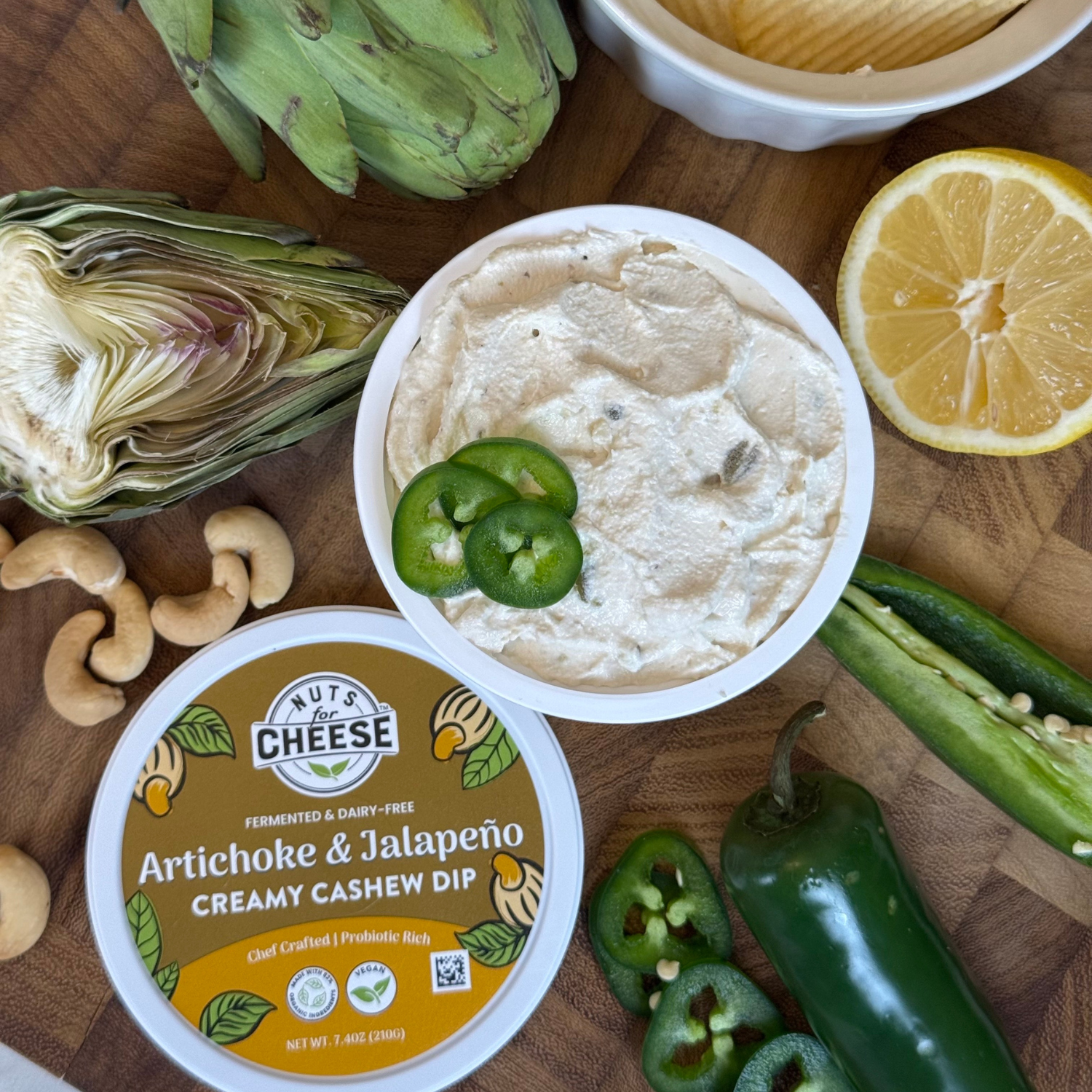 Nuts For Cheese Nuts For Dips Artichoke & Jalapeño dip végétal