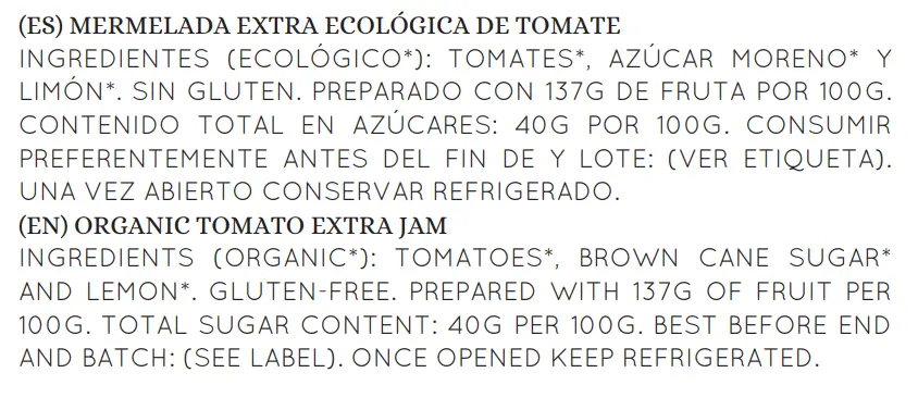Nutty Mermeladas confiture tomate bio 28g