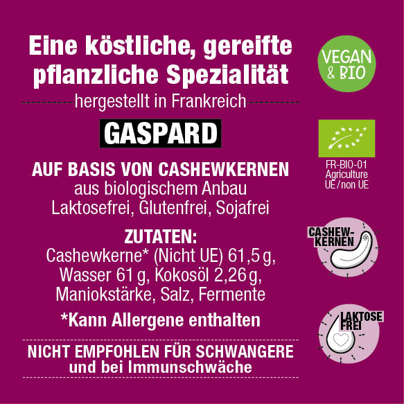 Casse Noisettes Les affinés Gaspard Bio fromage végétal 115g nature