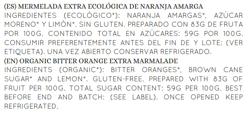 Nutty Artisan Food Mermeladas Naranja Amarga marmelade 28g orange
