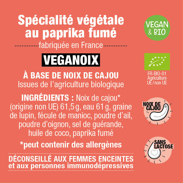 Casse Noisettes Les Veganoix Paprika Fumé fromage végétal bio 125g