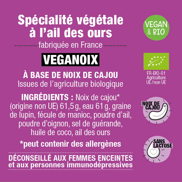 Casse Noisettes Les veganoix Ail des ours fromage végétal 125g frais